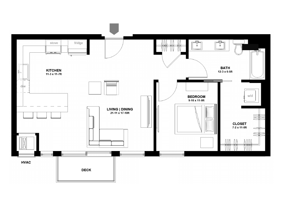 1 Bedroom Apartment Floor Plan Variant Apartments Minneapolis